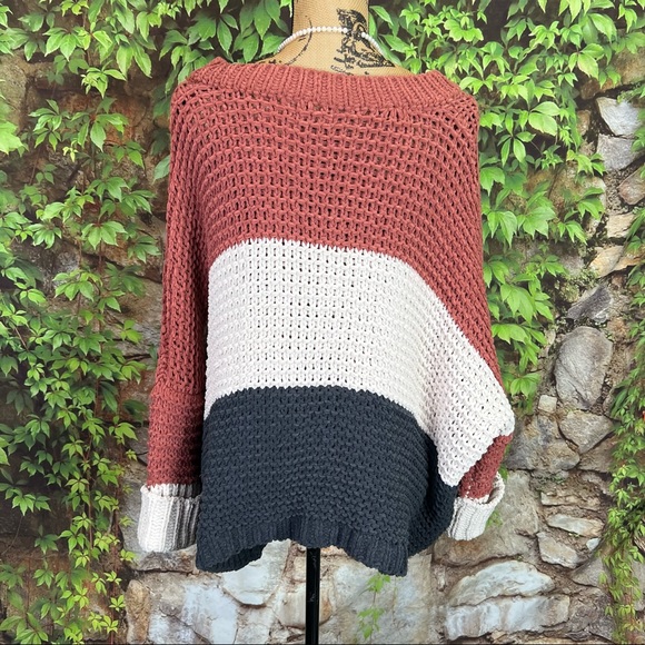 POL Striped Relaxed Fit Sweater, M - Picture 5 of 9